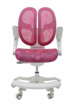 Кресло EXPERT ORTO (спинка DUO, слайдер, подлокотник 3D) каркас светлый, сетка розовый - 1